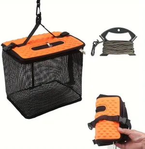 1 pcs Floating Fish Basket Fish Basket for Caught Fish Foldable Fishing Holder Minnow Bucket Portable Collapsible Mesh Fishing Bait ﻿