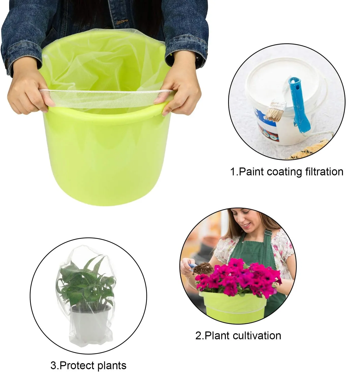 10 Pcs 5 Gallon Elastic Top Paint Strainer Bags White Fine Mesh Bag Filters for Hydroponics Painting Gardening