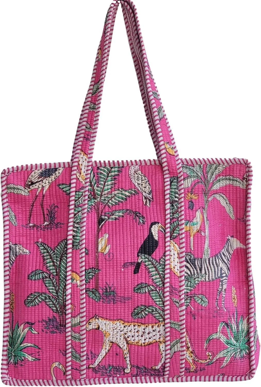 100% Cotton Jungle Print Shoulder Bag Tote Bag Women Reversible Shopping Bag and Grocery Bags Stylish Travel Bag Gift for Her