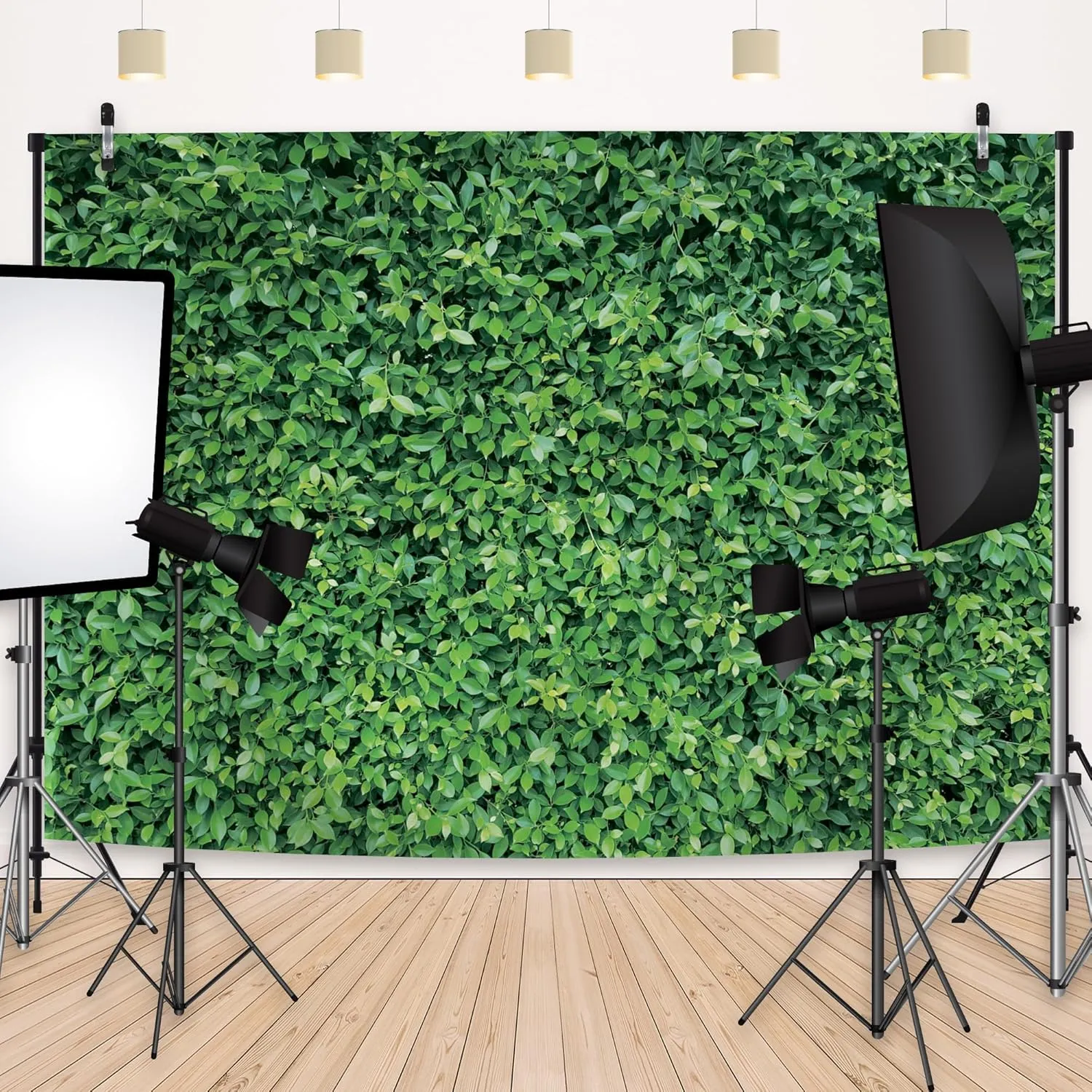 10x8ft Polyester Spring Greenery Leaves Grass Nature Photography Backdrop Green Grass Background for Birthday Wedding Safari Dinosaur Baby Shower Party Decorations Banner Portrait Photo Booth