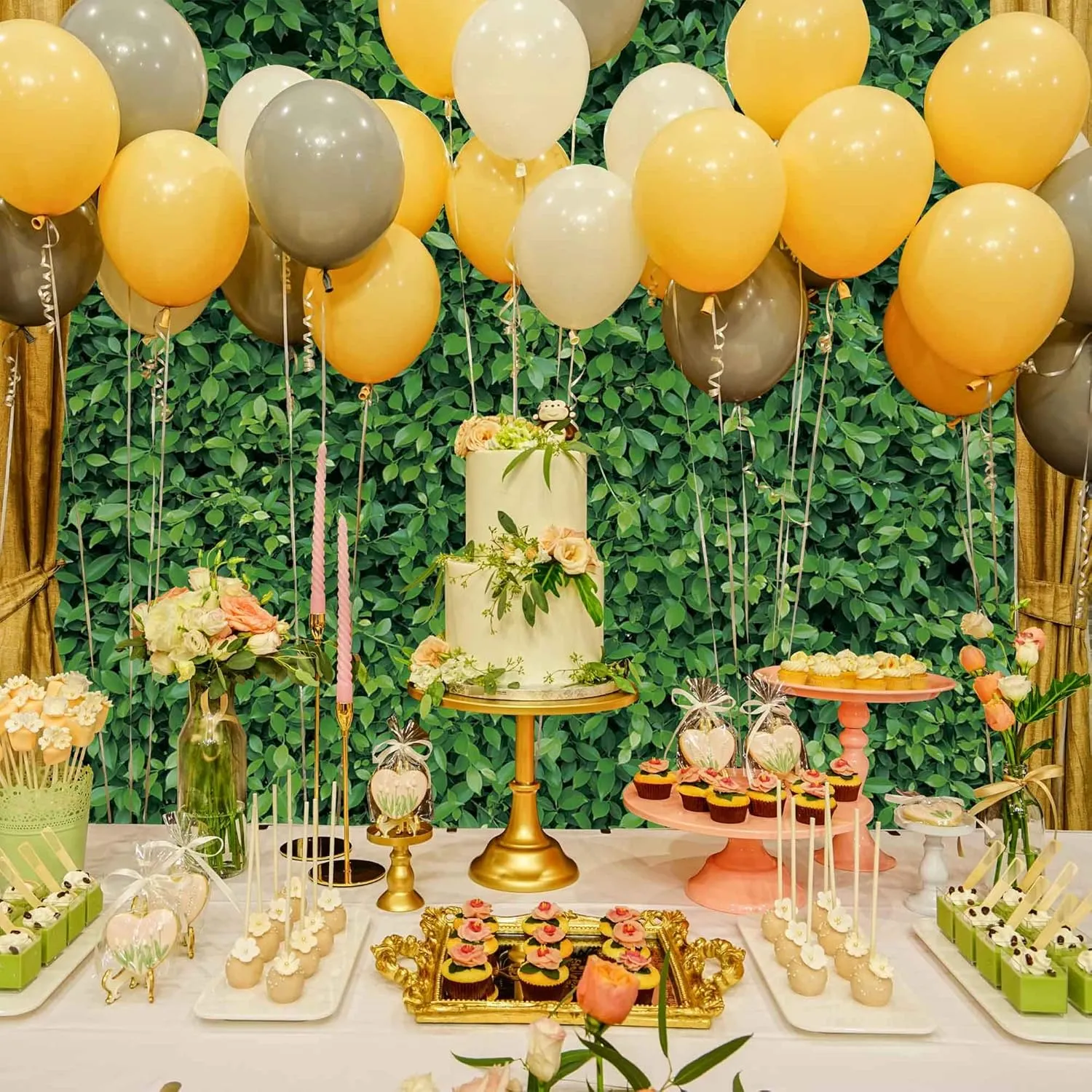 10x8ft Polyester Spring Greenery Leaves Grass Nature Photography Backdrop Green Grass Background for Birthday Wedding Safari Dinosaur Baby Shower Party Decorations Banner Portrait Photo Booth