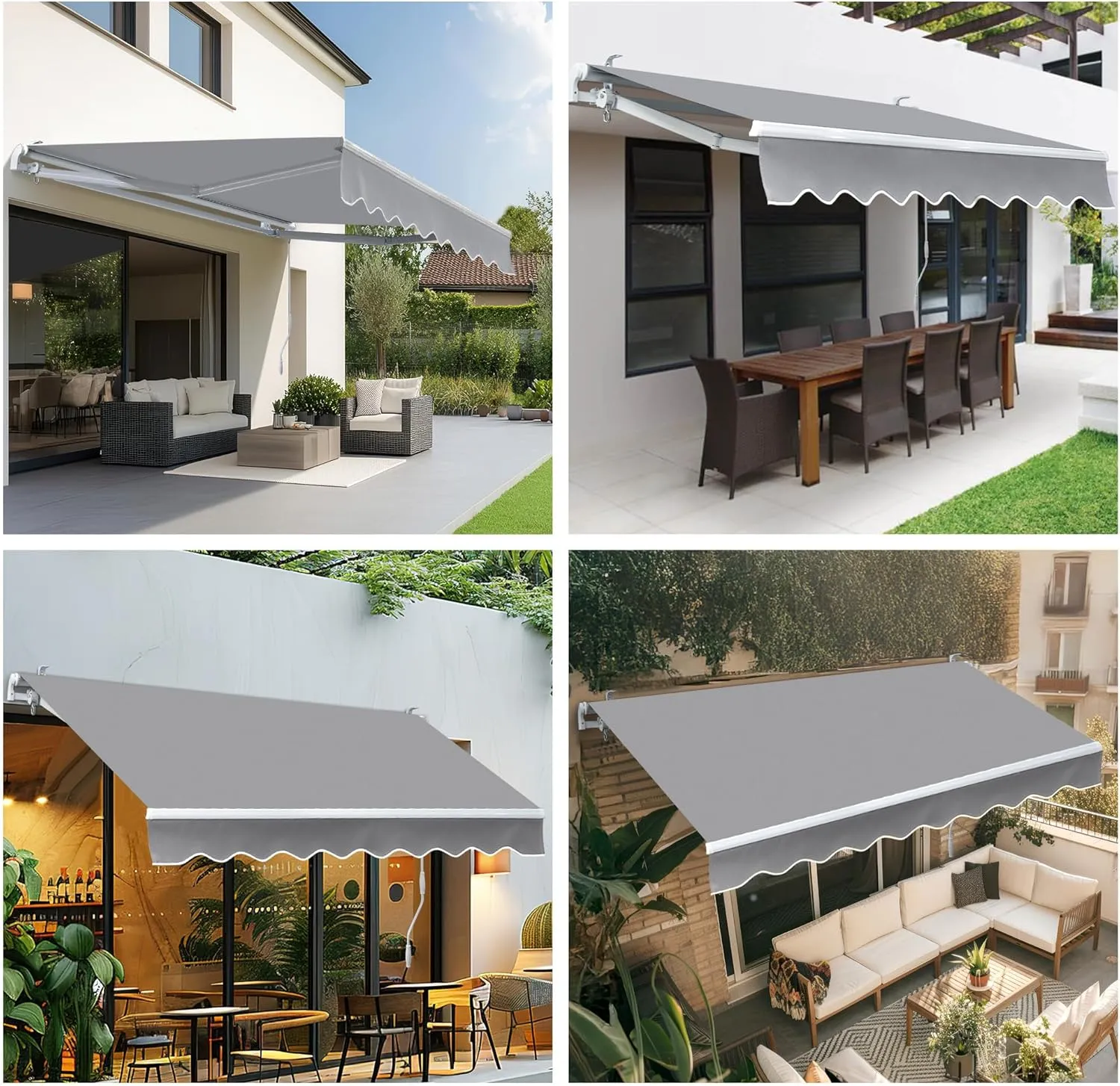 13.1'x9.8' Patio Awning Retractable Fully Assembled, Motorized Sunshade Shelter Outdoor Deck Canopy Balcony Awning Cover -100% Solution-Dyed European Acrylic Fabric Aluminum Frame,Stone Grey