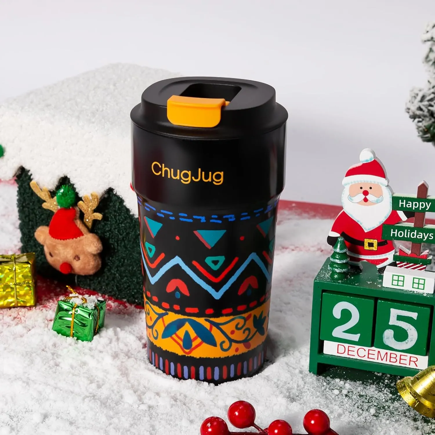 16 oz Travel Coffee Mug with Ceramic Coating, Leak-Proof Vacuum Insulated Coffee Tumbler with Lid, Double Wall Stainless Steel Travel Cup, Reusable To Go Mug for Hot& Cold Drinks (Gypsy Wool)