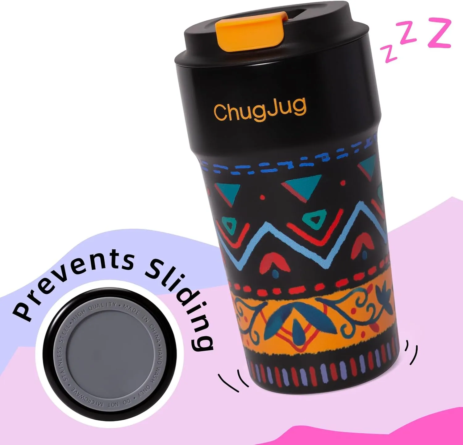 16 oz Travel Coffee Mug with Ceramic Coating, Leak-Proof Vacuum Insulated Coffee Tumbler with Lid, Double Wall Stainless Steel Travel Cup, Reusable To Go Mug for Hot& Cold Drinks (Gypsy Wool)