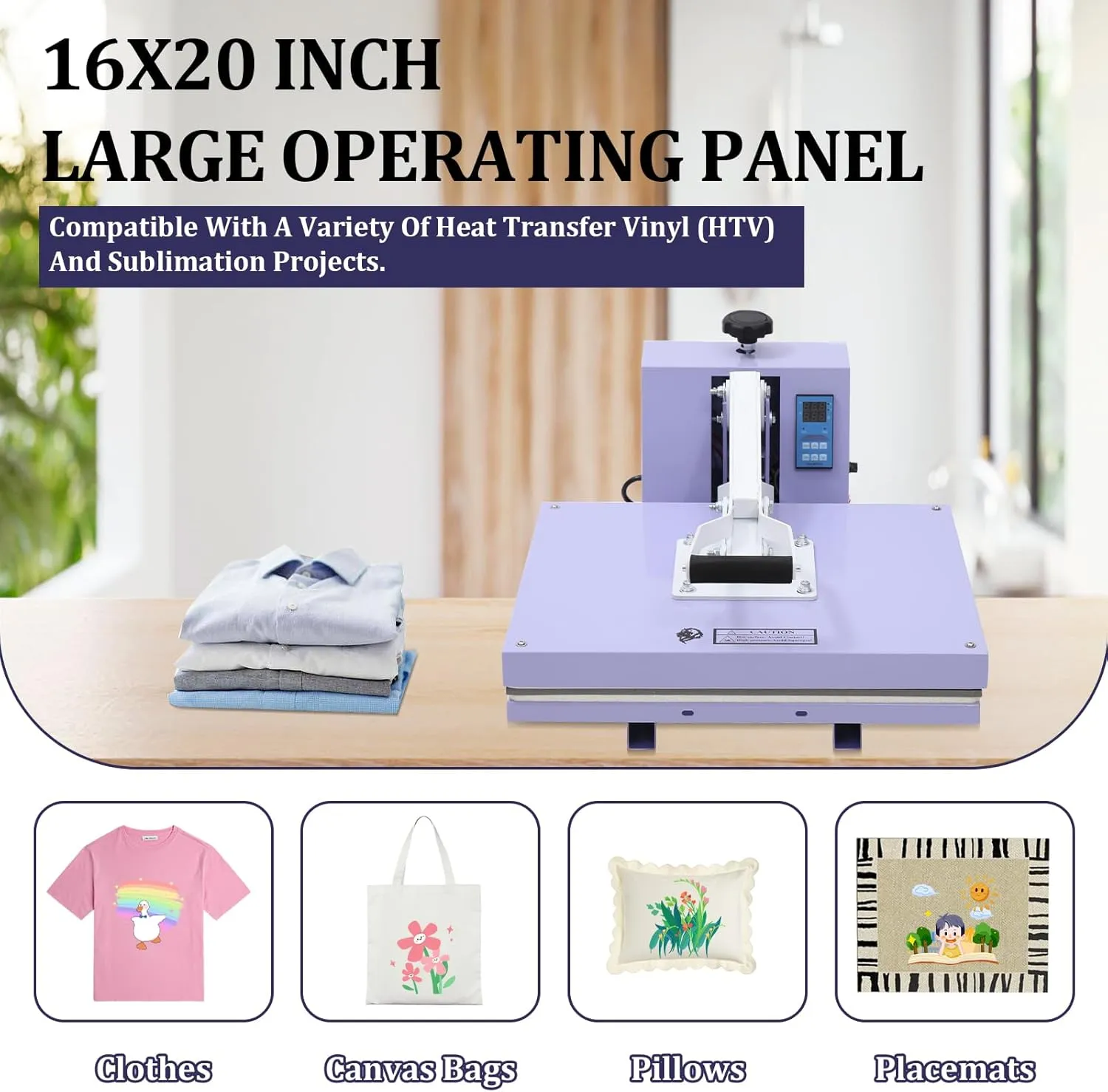 16x20 Heat Press - Professional Digital Sublimation Heat Press Machine for T-Shirts, Clothes, Canvas Bags - Adjustable Pressure, Even Heating Technology, Large Operating Panel