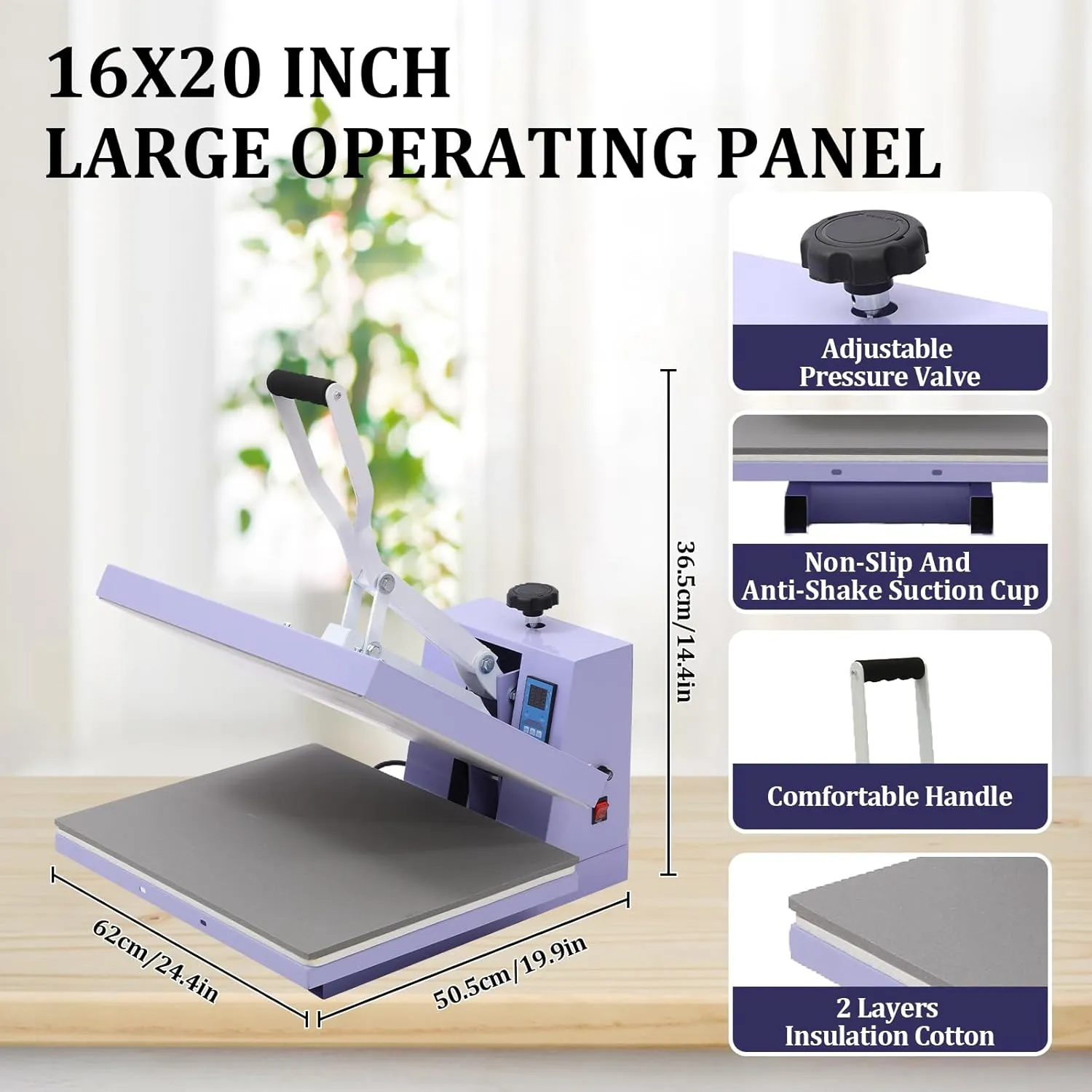16x20 Heat Press - Professional Digital Sublimation Heat Press Machine for T-Shirts, Clothes, Canvas Bags - Adjustable Pressure, Even Heating Technology, Large Operating Panel