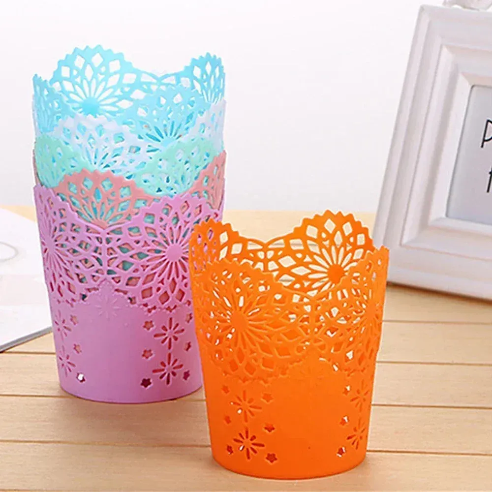 1PC Multifunctional Flower Plant Pot Makeup Brush Storage Boxes Pen Pencil Pot Holder Container Office Desk Storage Organizer