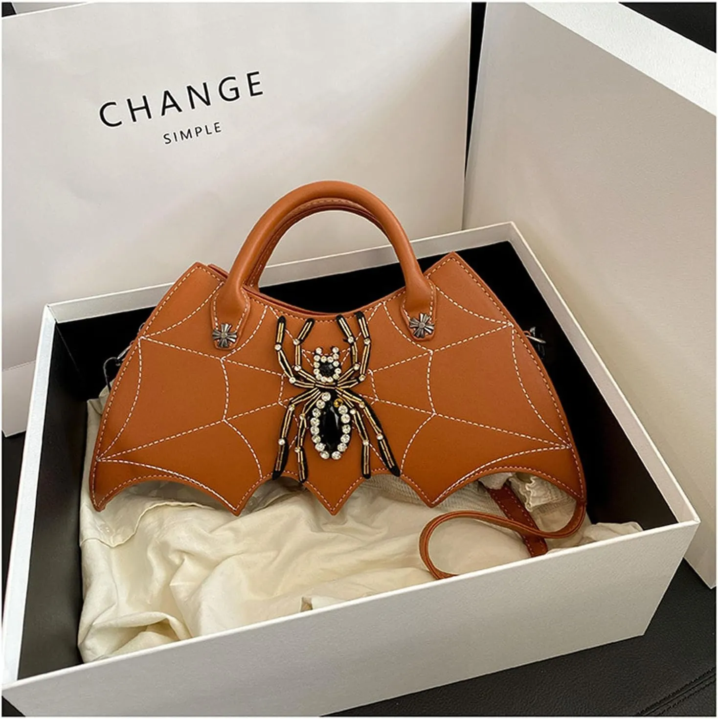 1PCS Spider Web Crossbody Bag Batwing Shoulder Bag Women's Black Batwing Handbag Shoulder Bag Spider Messenger Bag