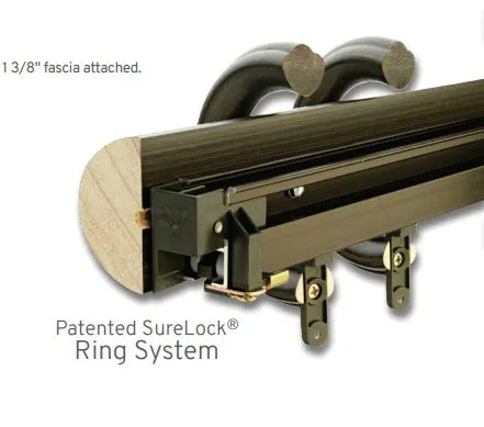2-1/4" Smooth or Reeded Wood Facia Assembled Hand or Cord Draw Complete Traverse Track Set (WITH Rings) 10Ft Length (120")*