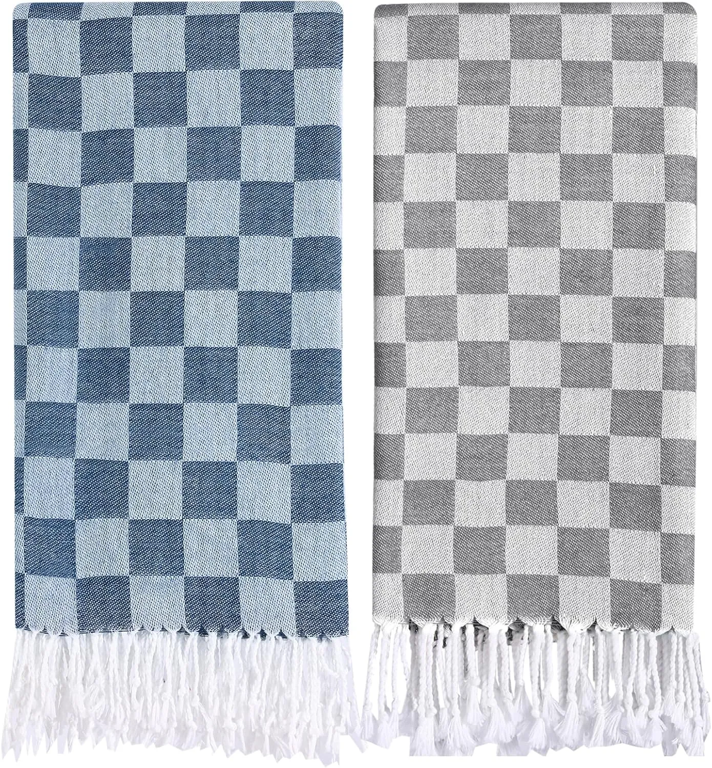 2 Packs Checkered Plaid Yoga Blanket Turkish Towel Extra Large Meditation Supplies Mat Cover Beach Blanket Women Birthday Gift for Mom Wife Sister Girlfriend Mother Adult Friend Husband Son Daughter