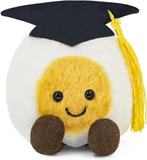 2025 Graduation Cap Boiled Egg Plush Toy - Cute Doctoral Hat Egg Plush for Graduation Gifts, 5.6 Inch Funny Commemorative Keepsake for Graduates
