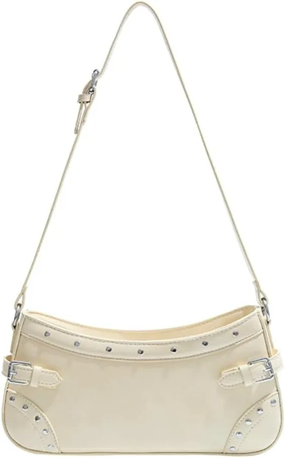 2025 Spring/Summer Women's Studded Shoulder Bag - Edgy Underarm Purse with Metal Accents, Sweet & Cool Biker Handbag