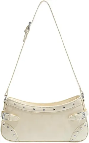 2025 Spring/Summer Women's Studded Shoulder Bag - Edgy Underarm Purse with Metal Accents, Sweet & Cool Biker Handbag