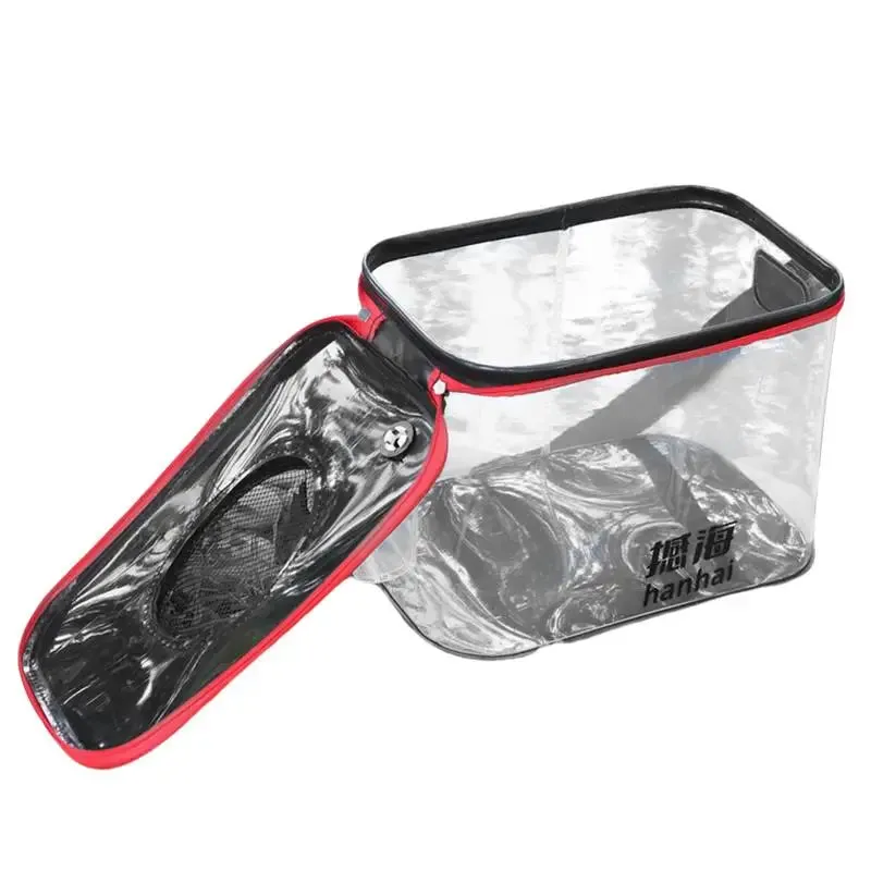 20L Transparent Fishing Bucket Foldable EVA Fish Bucket Live Fishing Bait Storage Bag With Breathable Hoel Camping Water Bag