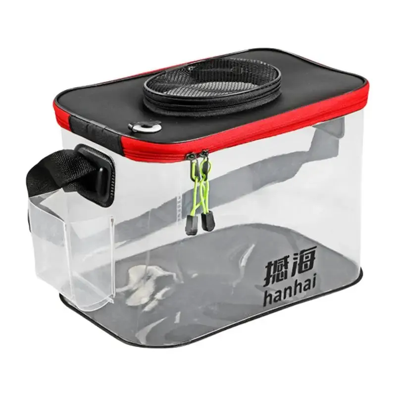 20L Transparent Fishing Bucket Foldable EVA Fish Bucket Live Fishing Bait Storage Bag With Breathable Hoel Camping Water Bag