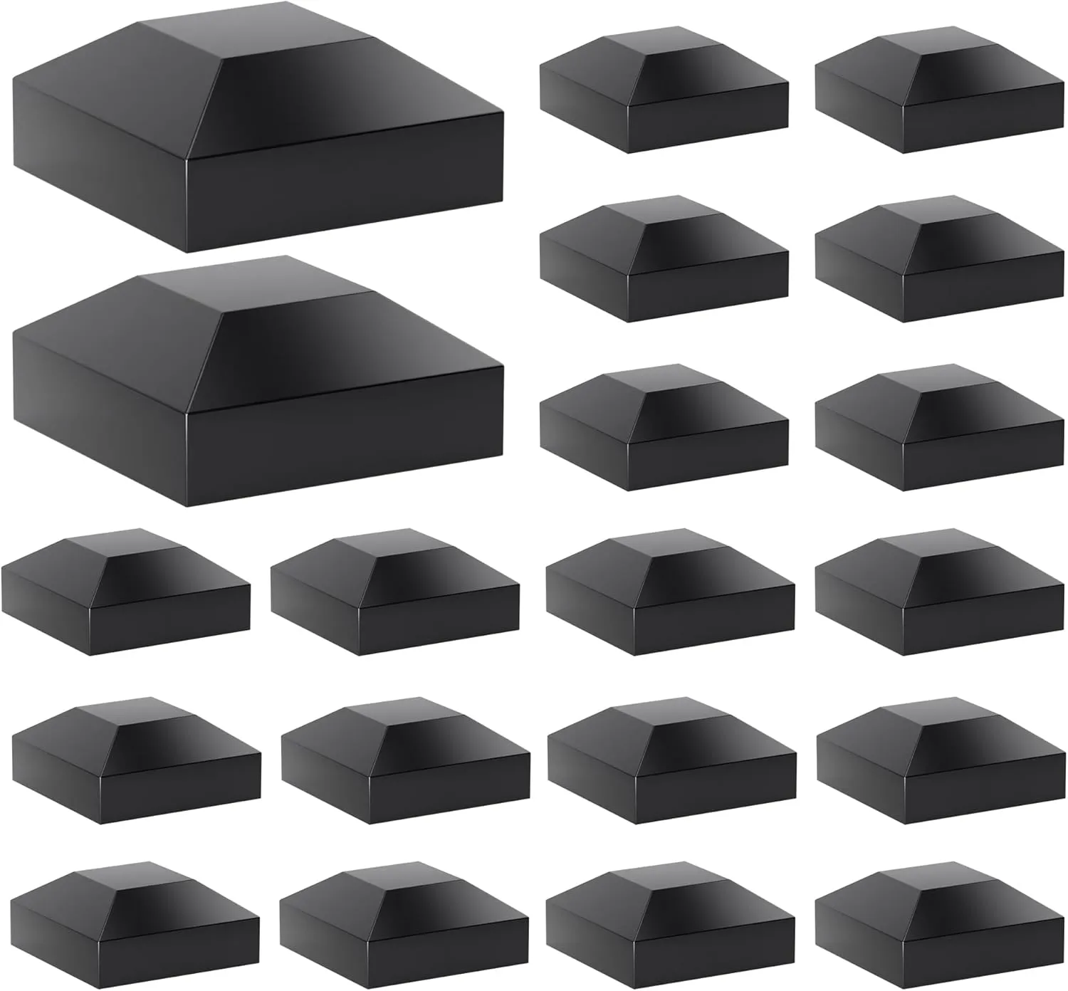 2X2 Post Caps for Wood Fence Post,Water-Proof UV-Proof Durable PP Plastic Decking Post Top Cap Cover for Metal Fence,Mailbox,Metal Wood Plastic Vinyl Iron Deck Railing, 24 Pcs, Black