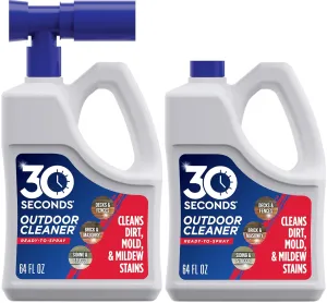 30 SECONDS Outdoor Cleaner 2 Pack with Hose End Sprayer - Cleans Stains from Algae, Mold and Mildew on Vinyl Siding, Deck, Patio, Brick and More