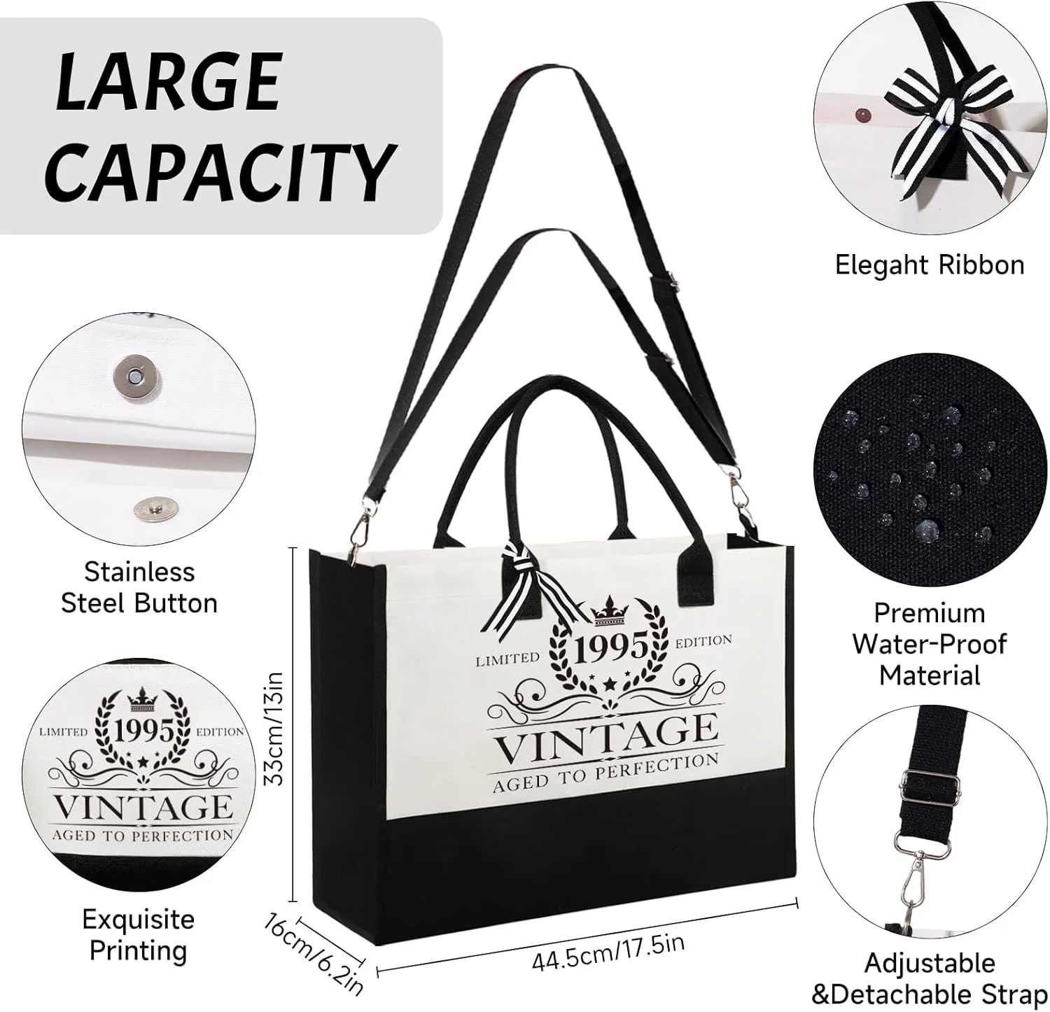 30th 40th 50th 60th Birthday Gifts for Women, Birthday Gifts for Her Mom Wife Sister Grandma, Vintage Tote Bag & Poster