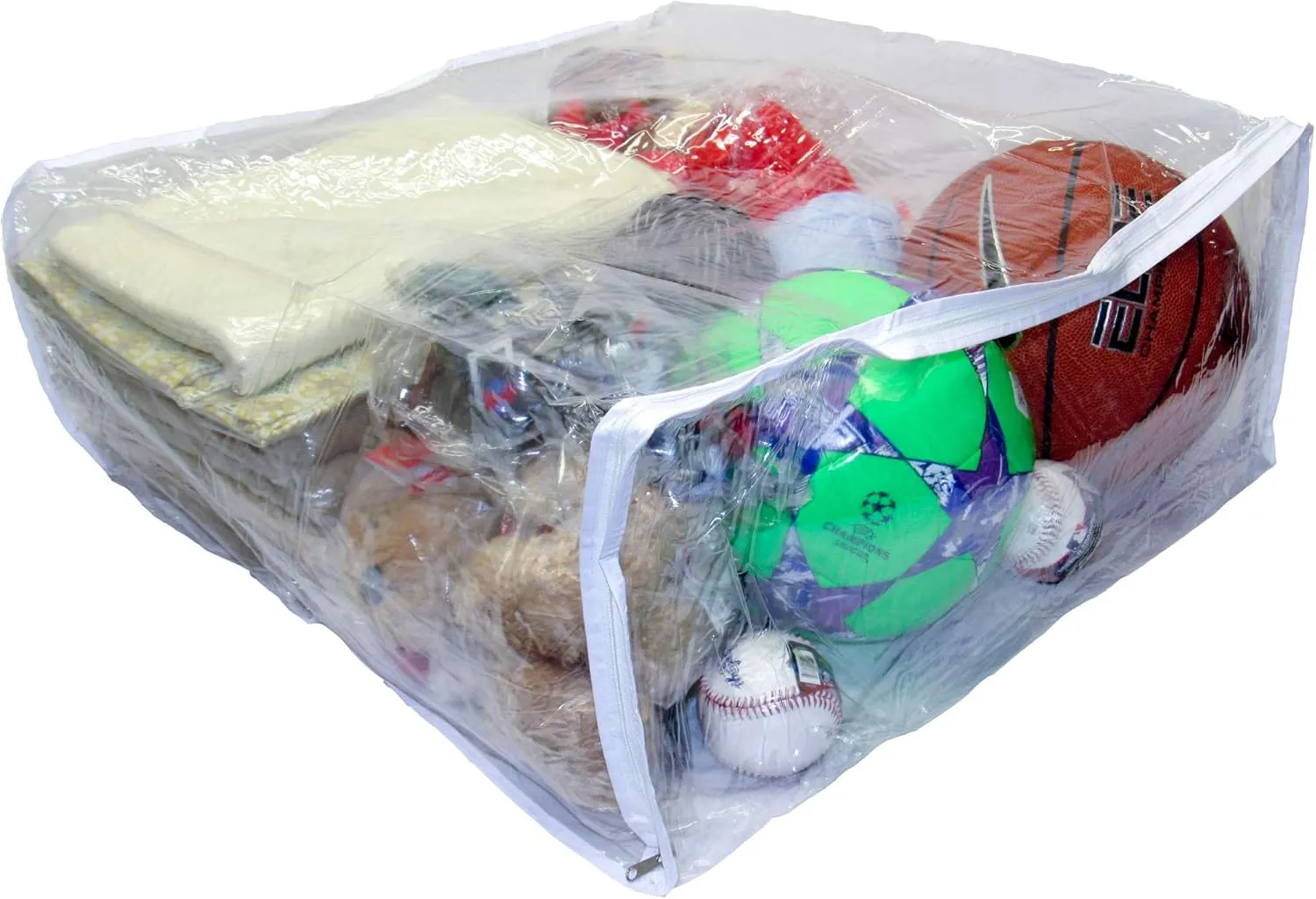 4-Pack Jumbo Heavy Duty Vinyl Zippered Square Storage Bags (Clear) for Sweaters, Blankets, Comforters, Bedding Sets and Much More! (23" x 23" x 10")