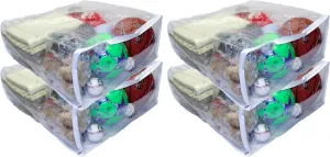 4-Pack Jumbo Heavy Duty Vinyl Zippered Square Storage Bags (Clear) for Sweaters, Blankets, Comforters, Bedding Sets and Much More! (23" x 23" x 10")