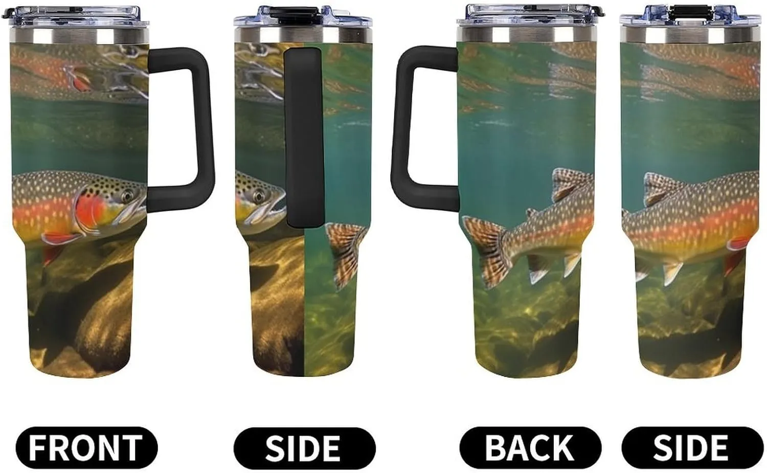 40 Oz Tumbler Brook Trout Fly Fishing Insulated Tumbler Travel Coffee Mug with Straw Lid Stainless Steel Water Bottle Vacuum Insulated Tumbler for Sport Work Car Travel Weekends