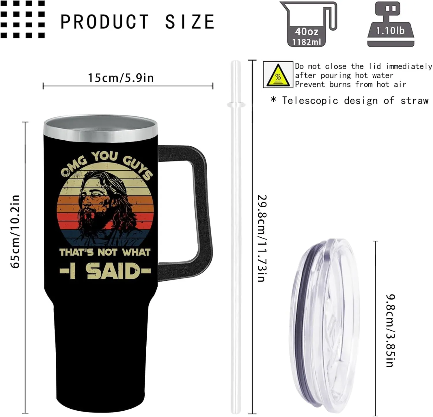 40 oz Tumbler with Handle Omg You Guys That's Not What I Said Tumbler Personalized Tumbler with Lid and Straw Insulated Tumblers Stainless Steel Tumbler