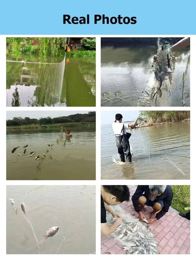 4.9-9.8 Ft Depth 20-100 M Length White 3 Layers Fishing Gill Net, Portable Fishing Sticky Net, Automatically Trap for River
