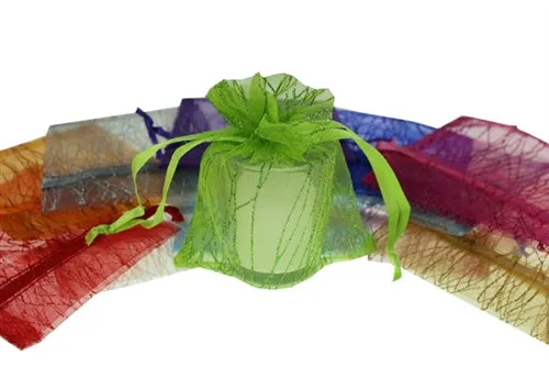 4" x 5" STRIPED SPARKLING GLITTERED Organza Favor Bags (12 Pcs)