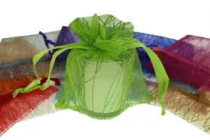 4" x 5" STRIPED SPARKLING GLITTERED Organza Favor Bags (12 Pcs)