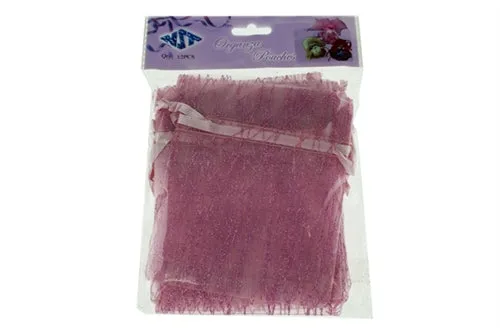 4" x 5" STRIPED SPARKLING GLITTERED Organza Favor Bags (12 Pcs)