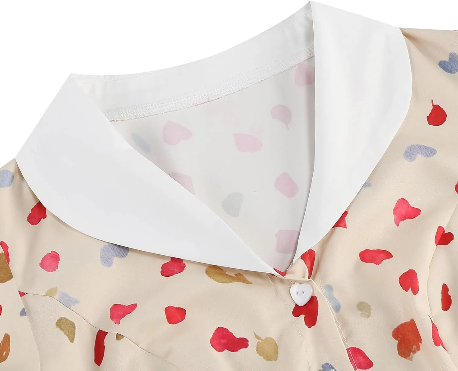 50s Hepburn Dresses for Women Vintage Print Short Puff Sleeve Lapel Button Swing Cocktail Party Homecoming Prom Dress