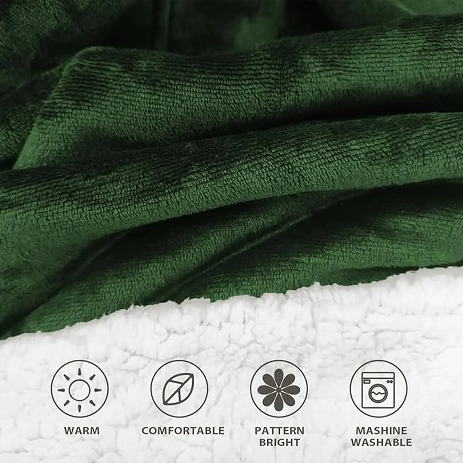 5FT Oversized Wearable Blanket Hoodie Flannel Sherpa Fleece Warm Cozy Christmas Wrap Throw Gifts for Adult