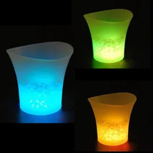 5L Waterproof Plastic LED Ice Bucket Color Changing Bars Nightclubs LED Light Up Champagne Beer Bucket Bars Night Party