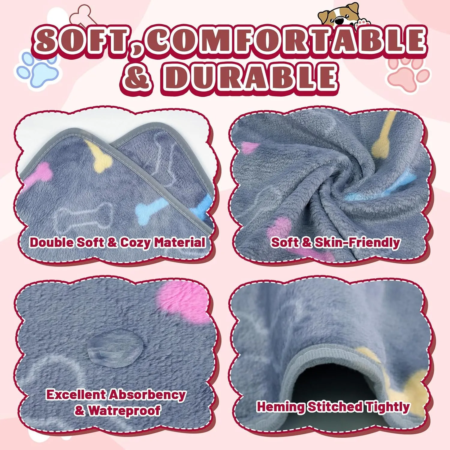 6 Pcs Washable Guinea Pig Bedding Absorbent Guinea Pig Fleece Blankets Cage Liners Reusable Pet Pee Pad Sleep Mat Pad Cover for Rabbit Rat Hamster Ferret Chinchilla Hedgehog (16"x24")