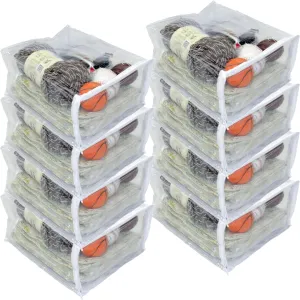 8-Pack Heavy Duty Vinyl Zippered Closet Square Storage Bags (Clear) for Sweaters, Blankets, Arts & Crafts, Toys and Much More! (9" x 11" x 5") 2.1 Gallon