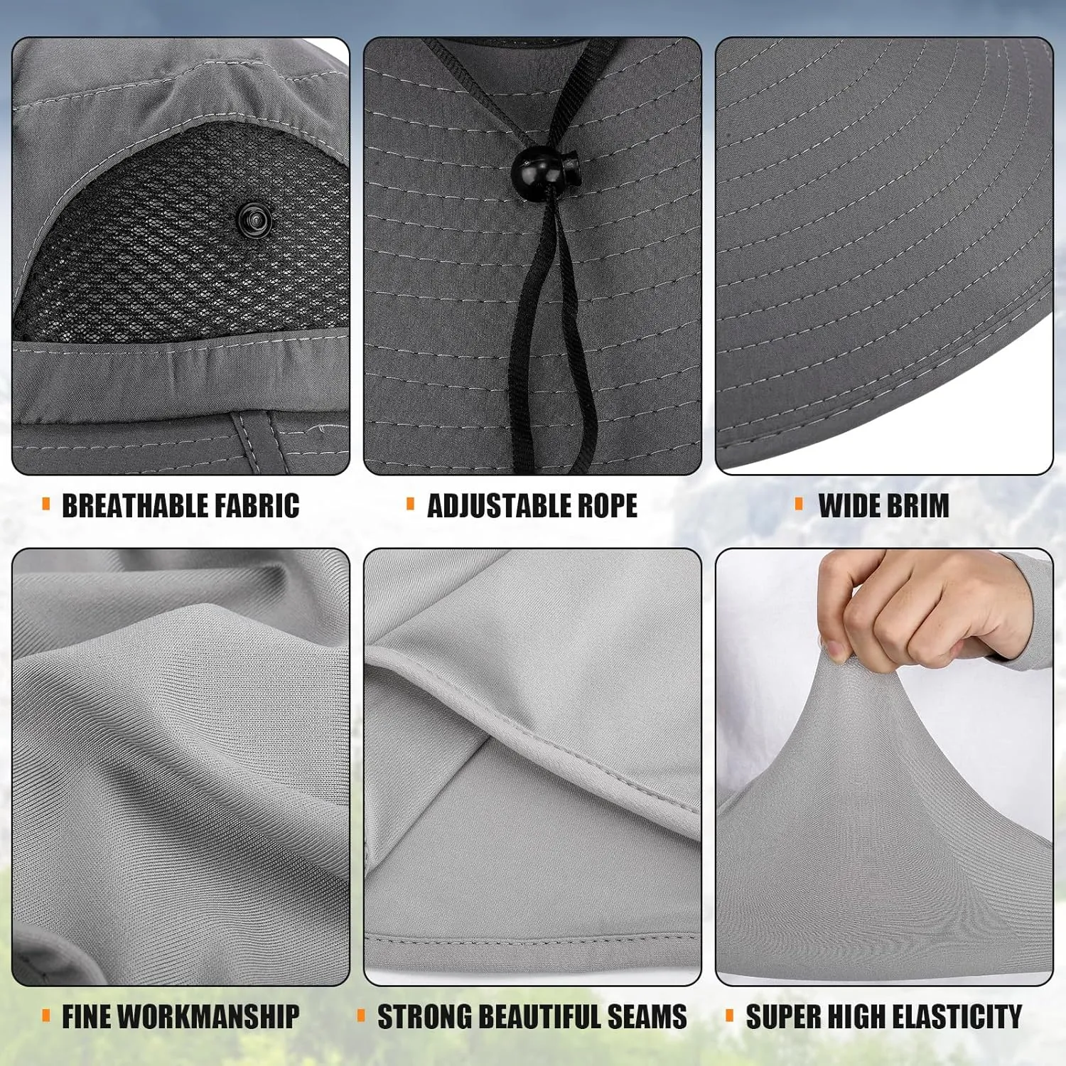 8 Pcs UV Protection Set 2 Wide Brim Bucket Sun Hat 2 Balaclava Face Breathable Mask 4 Pairs Cooling Compression