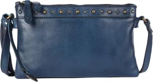 9 inch Women's Genuine Italian Leather Boho Studded Crossbody Sling Bag – Premium Quality, Stylish