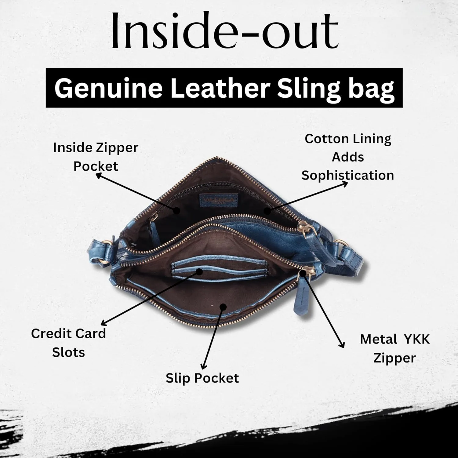 9 inch Women's Genuine Italian Leather Boho Studded Crossbody Sling Bag – Premium Quality, Stylish