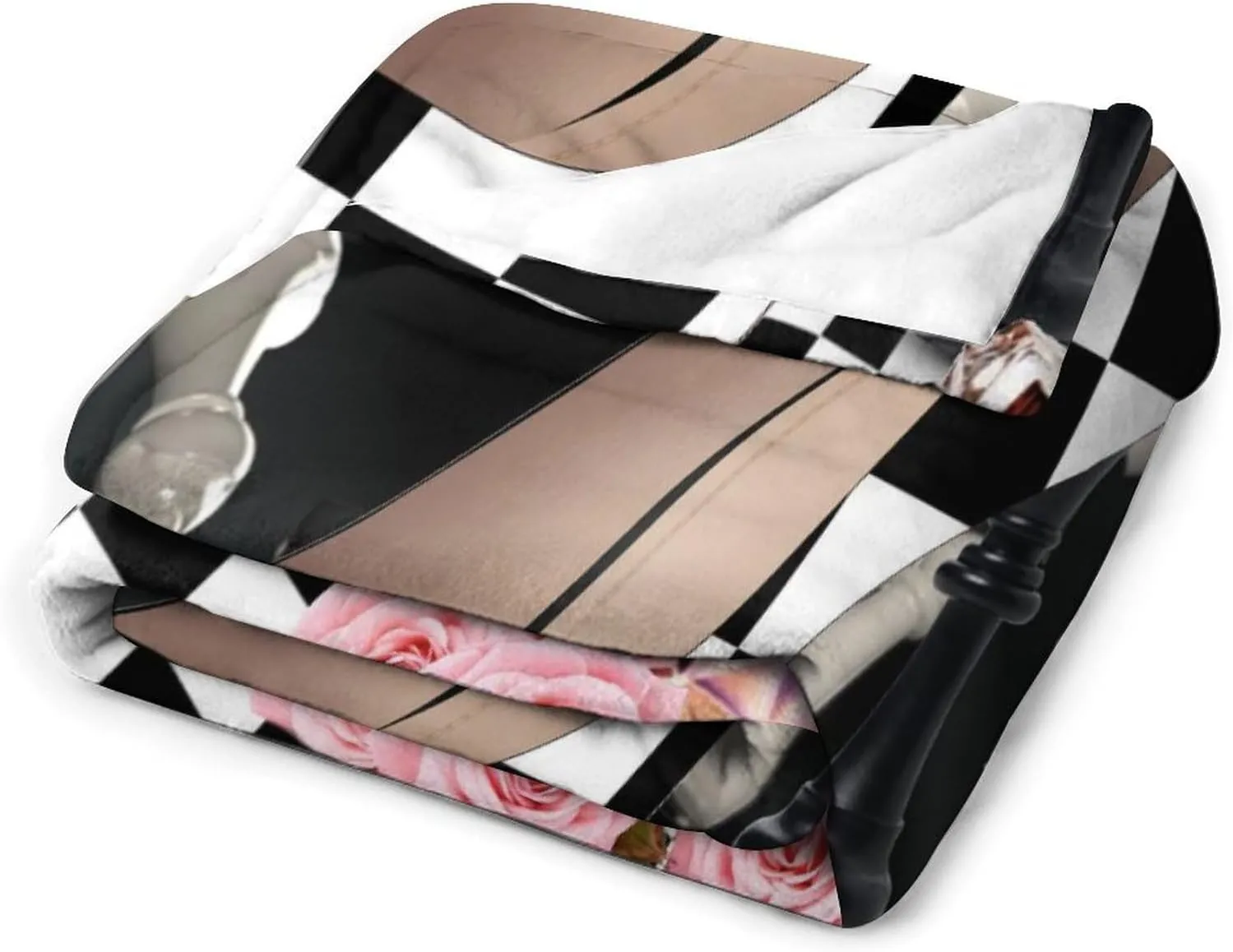 Abstract Modern Art High Heels Blankets Soft Cozy Bedding Flannel Blanket Rustic Black White Plaid Makeup Theme High Heels Blanket Super Soft Bedroom Sofa Throw-40W x50L