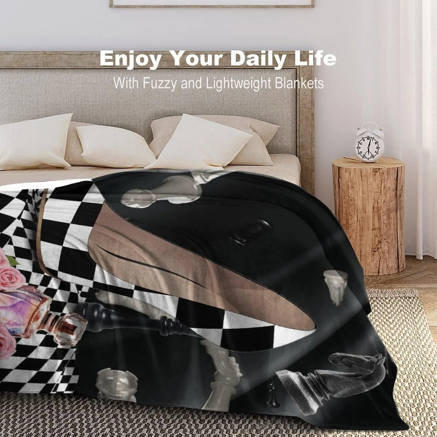 Abstract Modern Art High Heels Blankets Soft Cozy Bedding Flannel Blanket Rustic Black White Plaid Makeup Theme High Heels Blanket Super Soft Bedroom Sofa Throw-40W x50L