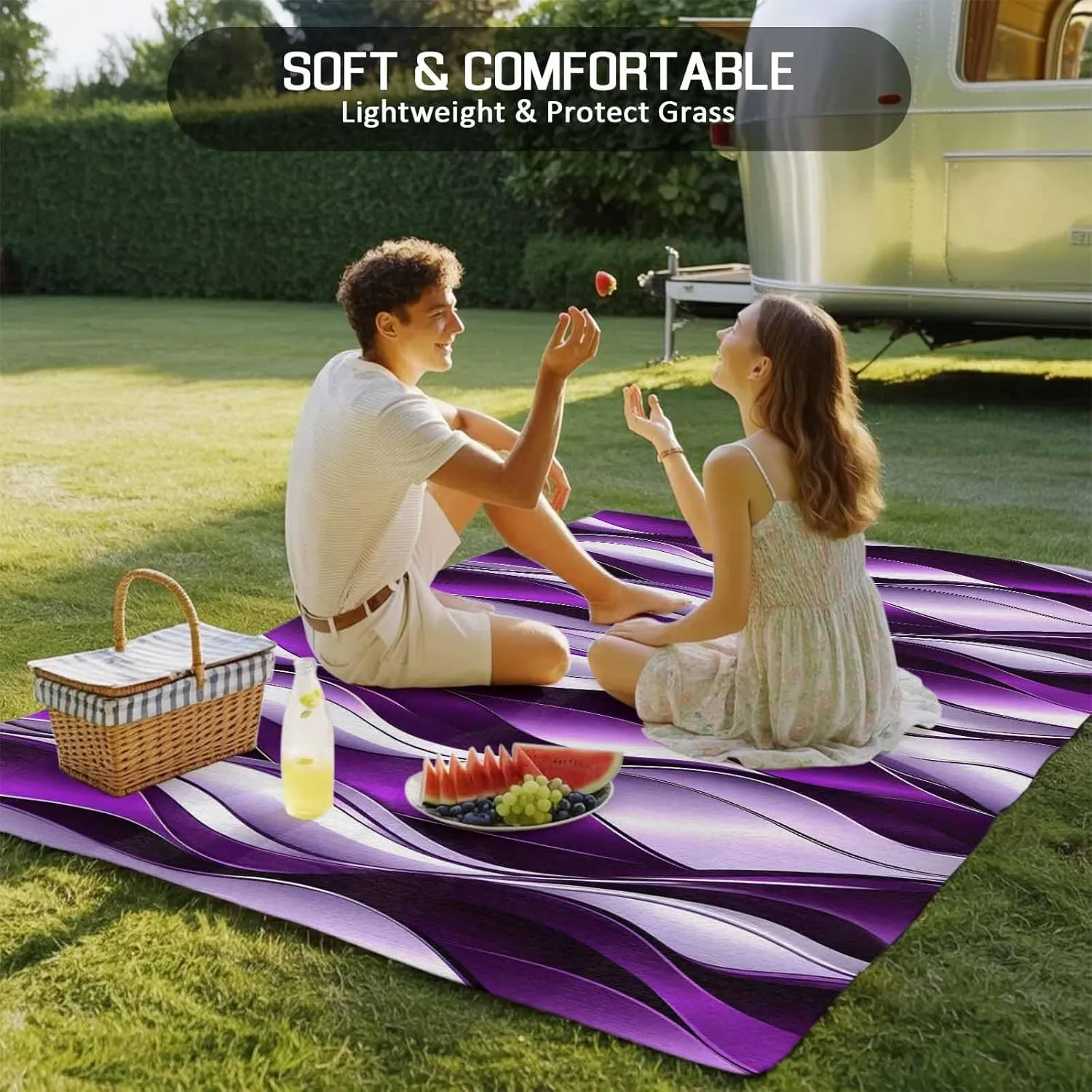 Abstract Purple Outdoor Rug 4x6ft Large Patio Rug,Washable RV Camping Outside Area Runner Rug Mat,Gradient Striped Modern Geometric Indoor Outdoor Carpet for Picnic Backyard Deck Porch Balcony Beach