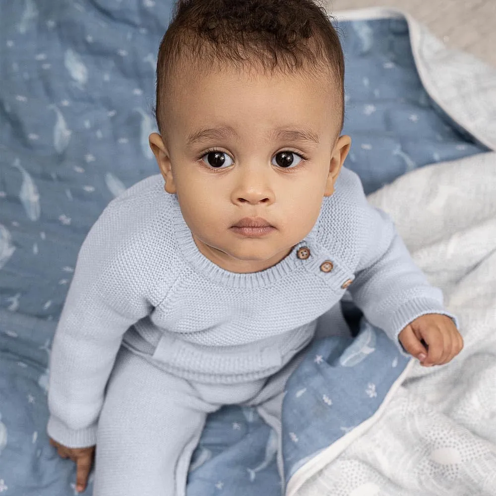 aden   anais 100% Organic Cotton Muslin Baby Blanket Crib Bedding for Newborn Baby and Toddler, Nursery Blanket for Boys and Girls, Baby Registry and Shower Gift - Oceanic