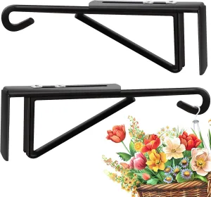 Adjustable (0.9-3") Vinyl Fence Hooks for Hanging Plants, Over the Railing Fence Plant Hangers Outdoor, Black Heavy Duty Coated Steel Patio Hooks for Hanging Bird Feeders, Lights, Basket, Pool Tools