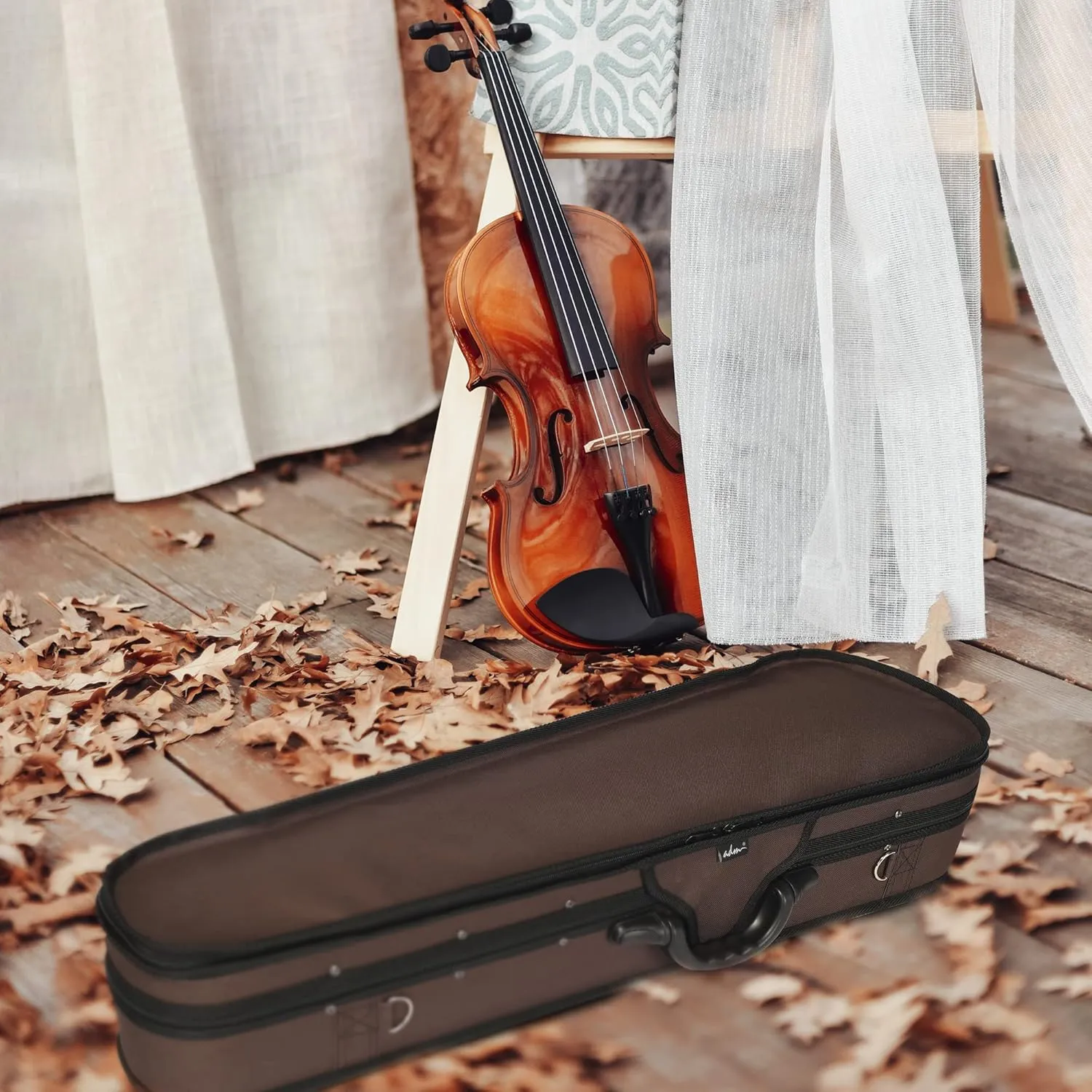 adm 4/4 Full Size Violin Hard Case Basic Professional Triangular Shape Backpack, Super Light Suspension (Brown)