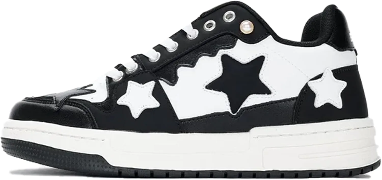 Aelfric Eden Sneakers Starry Climb Stars All-Match Skate Shoes Color Blocking Patchwork Lace-up Sneaker Comfy Walking Shoes
