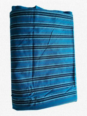 African Plaid Patterned Maasai Blanket/Shuka | Multi-Purpose Throw Blanket, Travel Blanket, Couch & Sofa Cover, Camping, Picnic & Beach Mat, Shawl & Home Décor | Multi-Color – Blue Striped.