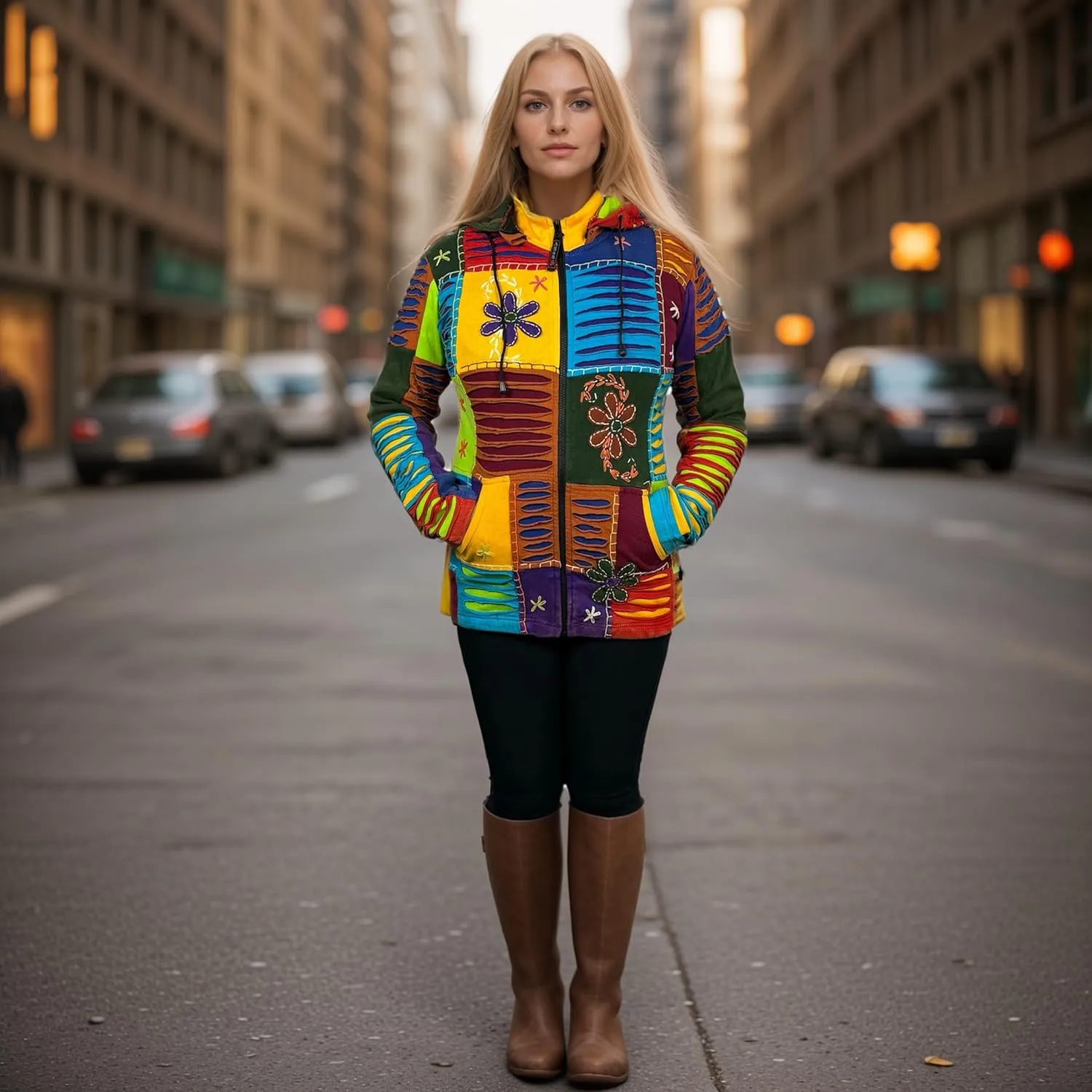 Agan Traders 2025 Summer Tie-Dye Patch Embroidered Women's Hoodie Jacket - A Free-Spirited Fashion Women's Zip-Up Hoodie