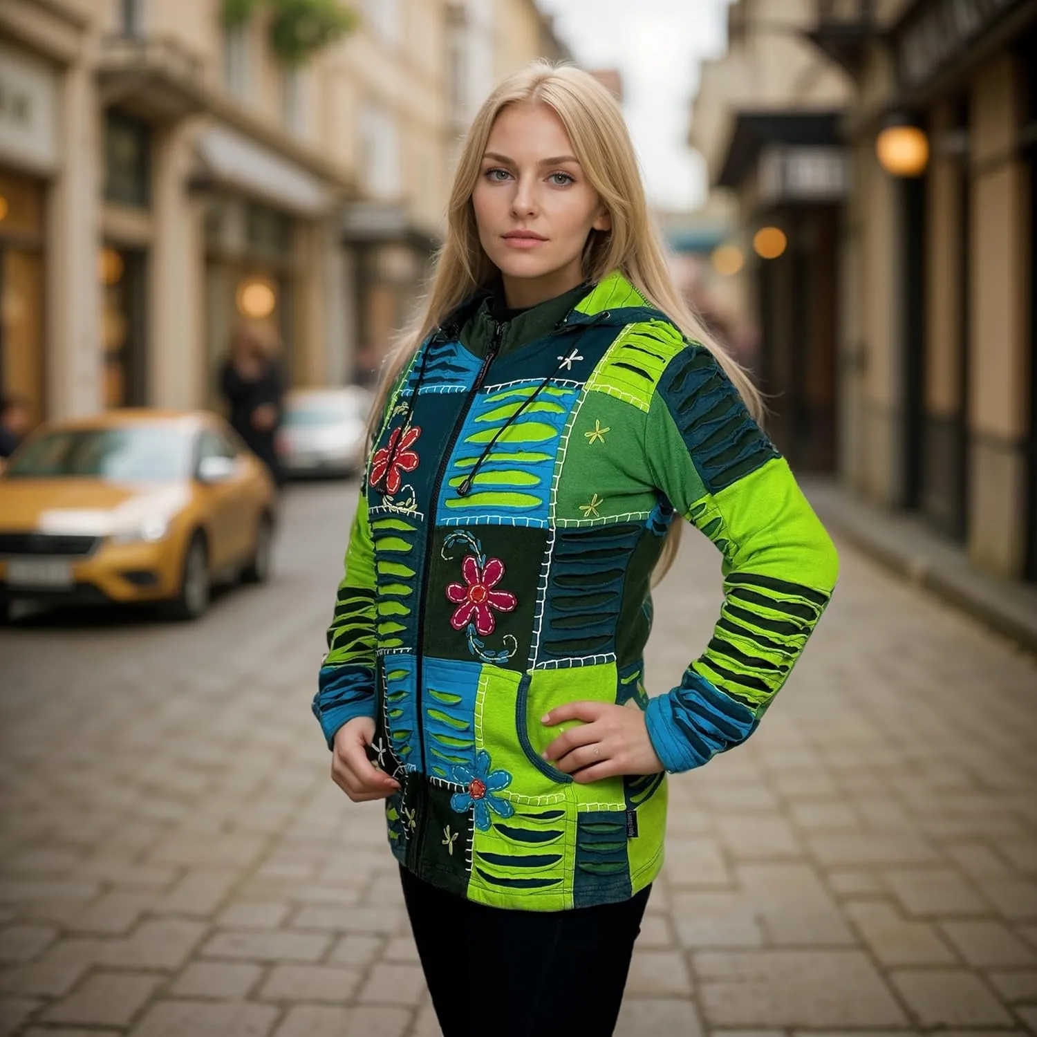 Agan Traders 2025 Summer Tie-Dye Patch Embroidered Women's Hoodie Jacket - A Free-Spirited Fashion Women's Zip-Up Hoodie