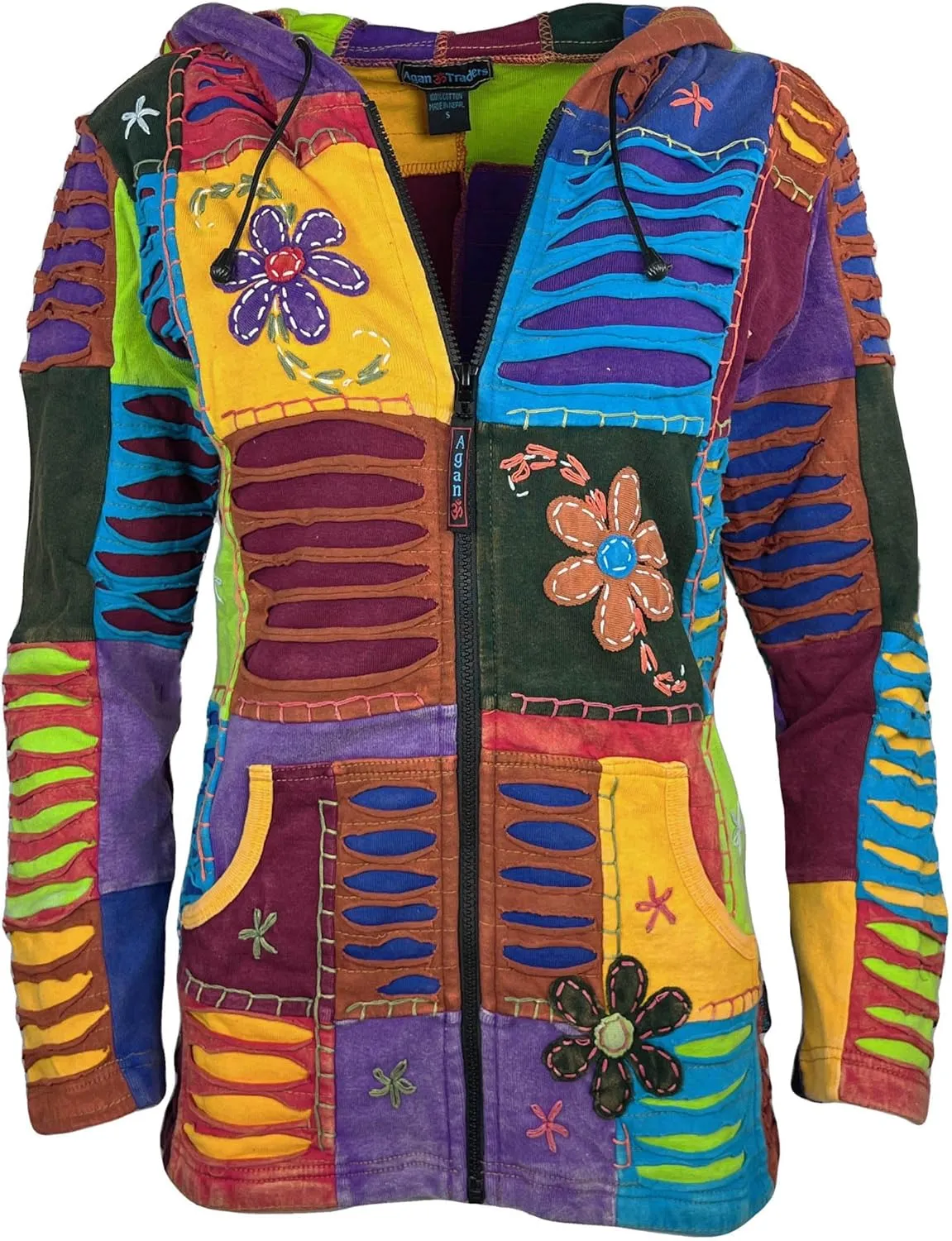 Agan Traders 2025 Summer Tie-Dye Patch Embroidered Women's Hoodie Jacket - A Free-Spirited Fashion Women's Zip-Up Hoodie