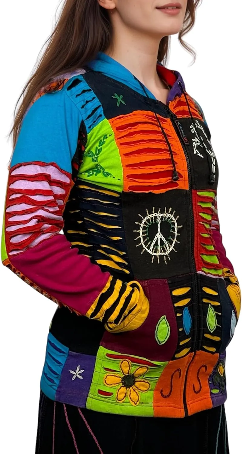 Agan Traders 2025 Summer Tie-Dye Patch Embroidered Women's Hoodie Jacket - A Free-Spirited Fashion Women's Zip-Up Hoodie